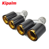 M Performance Y Style Dual Carbon Fiber Gold Stainless Steel Exhaust Pipe End Pipes Muffler Tips for BMW Series