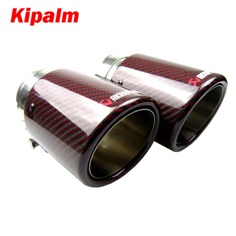 1PC Universal Akrapovic Red Carbon Fiber Exhausts Tip Muffler Tail Pipe Tip For BMW BENZ AUDI VW