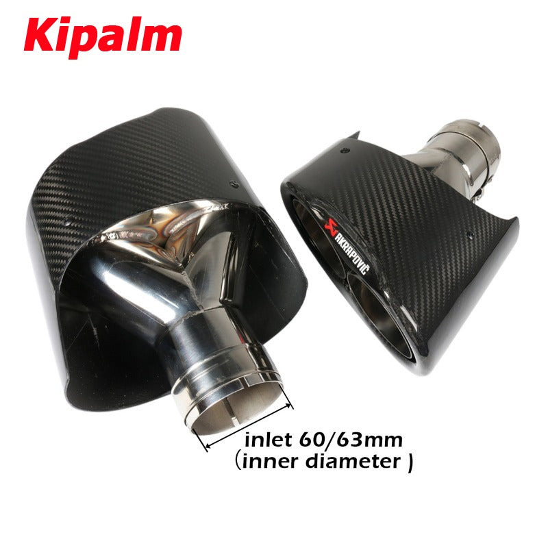 1 Pair Y Style AK Carbon Muffler End Tips Exhaust Pipe for Audi A3 A4 A5 A6 A7 Modify RS3 RS4 RS5 RS6 RS7