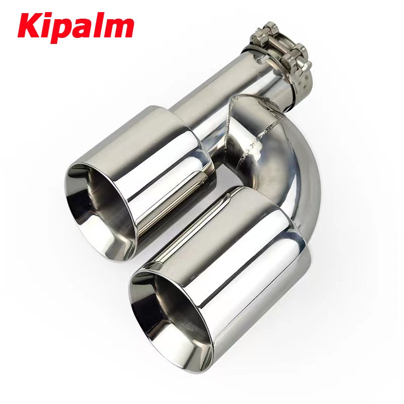 1PC Universal Dual H Shape Welding Style Stainless Steel Exhaust Muffler End Tail Pipe for BMW VW Ford Rear Tip