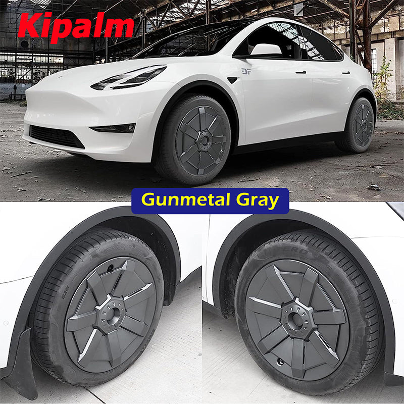 4PCS Replacement Tesla 19''  Matte Black Wheel Cover Cap Model Y Full Cover Car Hubcaps