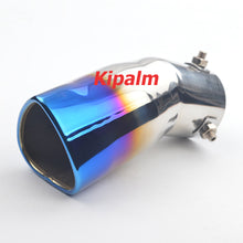 Load image into Gallery viewer, Universal Adjustable 2.5&quot; Burnt Blue Stainless Steel Single Exhaust Tips Silver Muffler Tail with Heart Shape Style