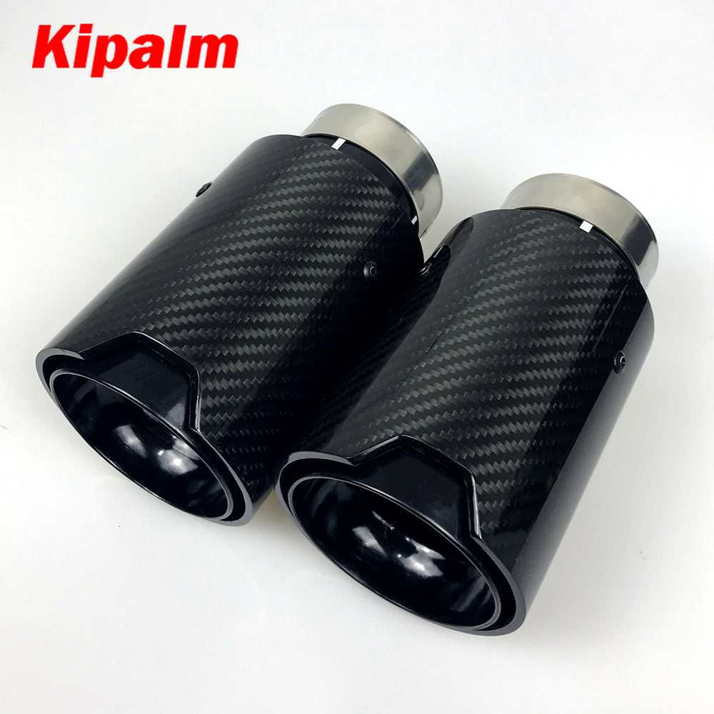 1pcs Universal M LOGO Carbon Fiber Exhaust tips For BMW Performance exhaust pipe Exhaust tips Glossy